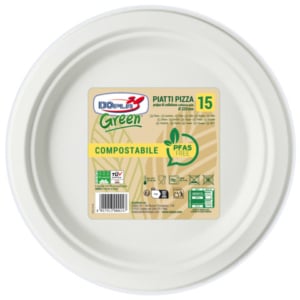 Piatti pizza in polpa Dopla Green Pfas Free bianco - Ø 320 mm - conf. 15 pz - 07906 - LoveOffice