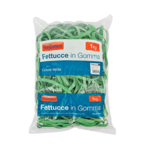Fettucce in gomma verde 8 mm Nikoffice in busta da 1 Kg - Ø 60 mm - 06NIK027/2 - LoveOffice