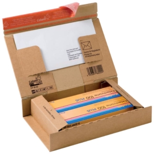 Scatola con tasca interna ColomPac in cartone ondulato f.to 26,2x16,5x5 cm avana - CP066.02