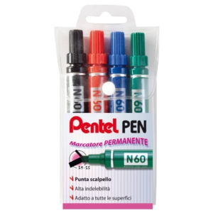 Pentel pennarelli indelebili - Pentel N60 - Assortito - 3,9-5,5 mm (conf.4)