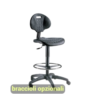 Sgabello tecnico per ufficio in poliuretano Nero - E900 / EOE2