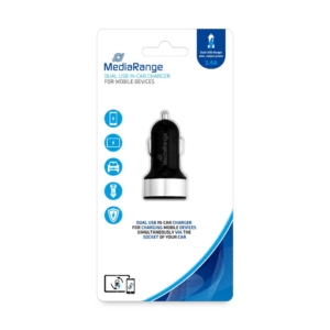 Caricabatteria per auto Media Range 3.4A dual USB Nero/Argento MRMA103-02