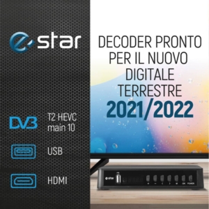 Ricevitore digitale terrestre eSTAR - DVBT-2 RJ45 Nero