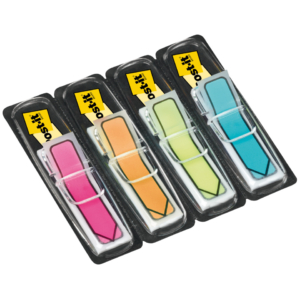 Segnapagina a freccia con dispenser in plastica Post-it® Index - 12x43 mm - Assortito (conf.5 con dispenser)