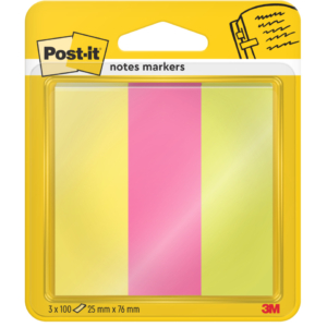 Segnapagina Post-it® 671 Notes Markers - 25x76 mm - Giallo, Rosa, Verde (conf.300 fogli)