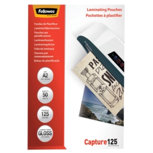 Pouches A2 per plastificatrici Fellowes - 125µm per lato - lucida (conf.50)