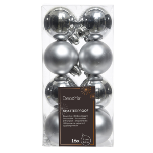 Palline di Natale 4 cm infrangibili argento (conf.16)