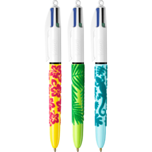 Penne a sfera a scatto BIC 4 Colours Velours M 1 mm fantasie assortite - 9672771 (conf.12)