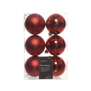 Palline di Natale 8 cm infrangibili rosso (conf.6)