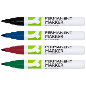 Pennarelli indelebili Q-Connect con fusto in alluminio e punta conica 4 mm - colori assortiti - KF11712 (conf.4)