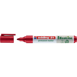 Marcatore permanente Edding 21 EcoLine punta tonda - tratto 1,5-3 mm rosso - 4-21002