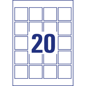 Etichette adesive Avery in carta Bianca coprente per stampa QR code 20 etichette per foglio 45x45 mm (conf.25 fogli)