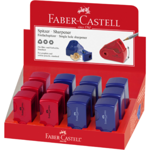 Temperamatite 1 foro Faber-Castell Sleeve con serbatoio - colore rosso/blu - 182711