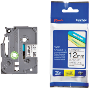 Nastro laminato per etichettarice - Nero/Bianco Brother 12 mm x 8 m - TZE-231