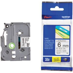 Nastro laminato per etichettarice - Brother 6 mm x 8 m nero/bianco - TZe-211