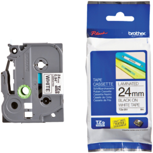 Nastro laminato per etichettarice - Nero/Bianco Brother 24 mm x 8 m - TZe-251