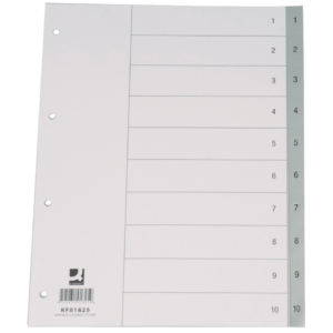 Divisore numerico Q-Connect Grigio 22,5x29,7 cm ppl 1-10