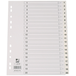 Divisori numerici Q-Connect Bianco 22,5x29,7 cm ppl 1-20