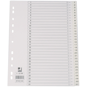Divisore numerico Q-Connect Bianco 22,5x29,7 cm ppl 1-31