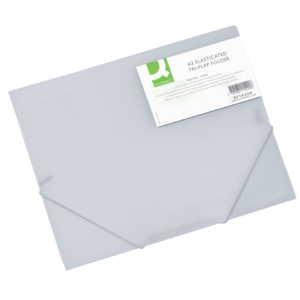 Cartelline con elastico A3 Q-Connect - a tre lembi - ppl - Trasparente (conf.6)