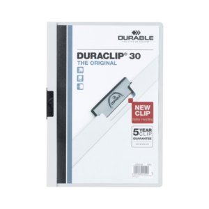 Cartellina con clip Durable DURACLIP® A4 bianco - dorso 3 mm - capacità 30 fogli 2200-02