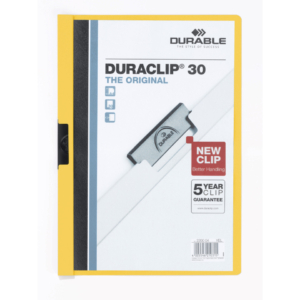 Cartellina con clip Durable DURACLIP® A4 giallo - dorso 3 mm - capacità 30 fogli 2200-04