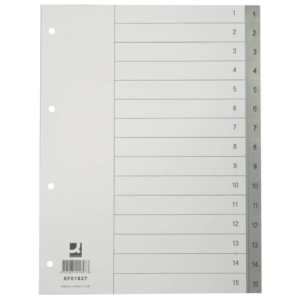 Divisore numerico Q-Connect Grigio 22,5x29,7 cm ppl 1-15