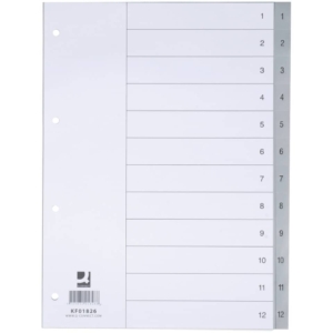 Divisore numerico Q-Connect Grigio 22,5x29,7 cm ppl 1-12