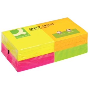 Foglietti riposizionabili Q-Connect 70g/m² Assortito neon 76x76 mm - KF10508 (12 blocchetti da 75 fogli)