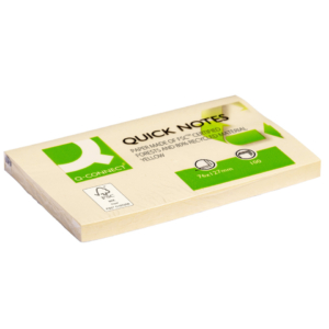 Foglietti riposizionabili Q-Connect 100% materiale riciclato 65g/m² Giallo - 76x127 mm (12 blocchetti da 100 fogli)