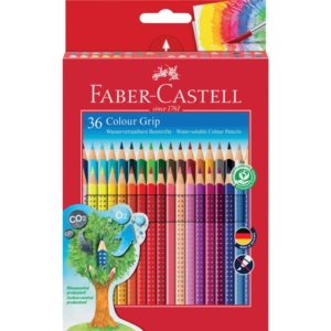 Matite colorate acquerellabili Faber-Castell Colour Grip astuccio di cartone - Colori Assortiti - 112442 - Ømina 3,3 mm - (conf.36)