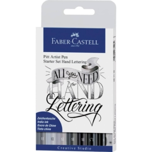 Penne inchiostro pigmentato Faber Castell Pitt Artist Faber-Castell Lettering starter set (conf.9)
