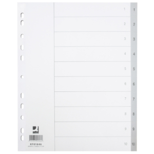 Divisore numerico Q-Connect Grigio - XL - 24,5x29,7 cm ppl 1-10