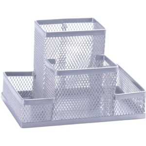 Portaoggetti Q-Connect 10,3x10x15,3 cm Argento piccolo KF15113