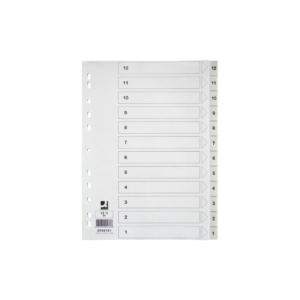 Divisore numerico Q-Connect Bianco 22,5x29,7 cm ppl 1-12