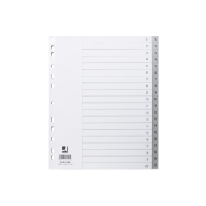Divisore numerico Q-Connect Grigio - XL - 24,5x29,7 cm ppl 1-20
