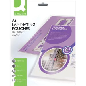 Pouches per plastificatrici Q-Connect 153x216 mm 125µm A5 - KF04112 (conf.25)