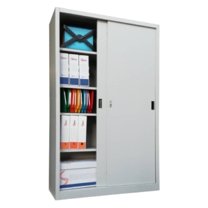 Armadio alto metallico KUBO Bertesi ante scorrevoli 1 vano/4 ripiani 120x45x200 cm Grigio