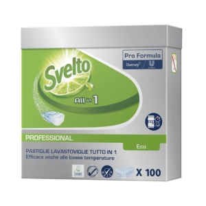 Detergente per lavastoviglie 3 in 1 Svelto ECO Professional Bianco - 100904028 (conf.100 pastiglie 20 g)
