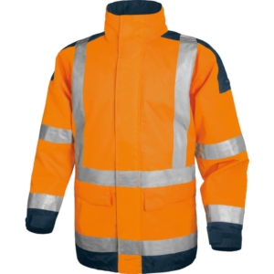 Giacca da lavoro Delta Plus Parka Easy View c/zip imperm. - Cl.3 - 4 tasche - Argento Arancio fluo- Blu - L - EASYVOMGT