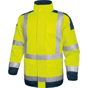 Giacca da lavoro Delta Plus Parka Easy View c/zip imperm. - Cl.3 - 4 tasche - Argento Giallo fluo- Blu - Taglia M - EASYVJMTM