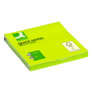 Foglietti riposizionabili Q-Connect 70g/m² Verde neon 76x76 mm - KF10515 (6 blocchetti da 75 fogli)
