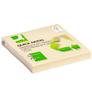 Foglietti riposizionabili Q-Connect 100% materiale riciclato 65g/m² Giallo - 76x76 mm (12 blocchetti da 100 fogli)