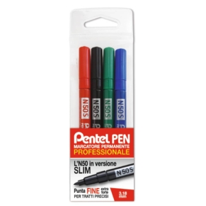 Pennarelli indelebili Pentel N50 Slim punta conica 3,18 mm Assortito - 0022066 (4)