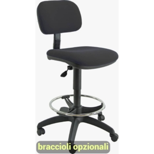 Sgabello tecnico Unisit Esos con poggiapiedi telescopico Nero EOE5S/EN