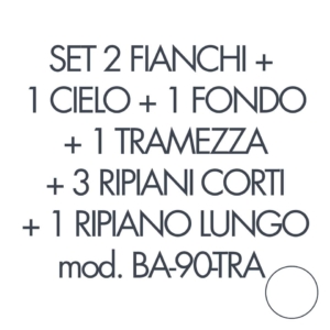 Set 2 fianchi+1 cielo+1 fondo+1 tramezza +3 piani corti+1 piano lungo per armadio Tecnical 2 BA-90-TRA Bianco 805141163071