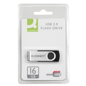 Chiavetta USB Flash Drive Q-Connect 2.0 16 GB High Speed Argento/Nero - KF41513