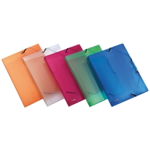 Cartellina a 3 lembi con elastico FAVORIT Lumina 24x32 cm dorso 2,5 cm trasparente - 400116647