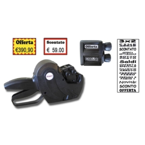 Prezzatrice Printex Nero "Cinghiettino + 7 Numerica" Nero+ 10 rotoli Assortito + 1 clichè neutro + 1 InkRolls