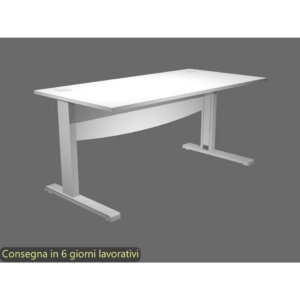 Scrivania Bianca 180x80xH.73 cm con passacavi Artexport Flex con Modesty Panel